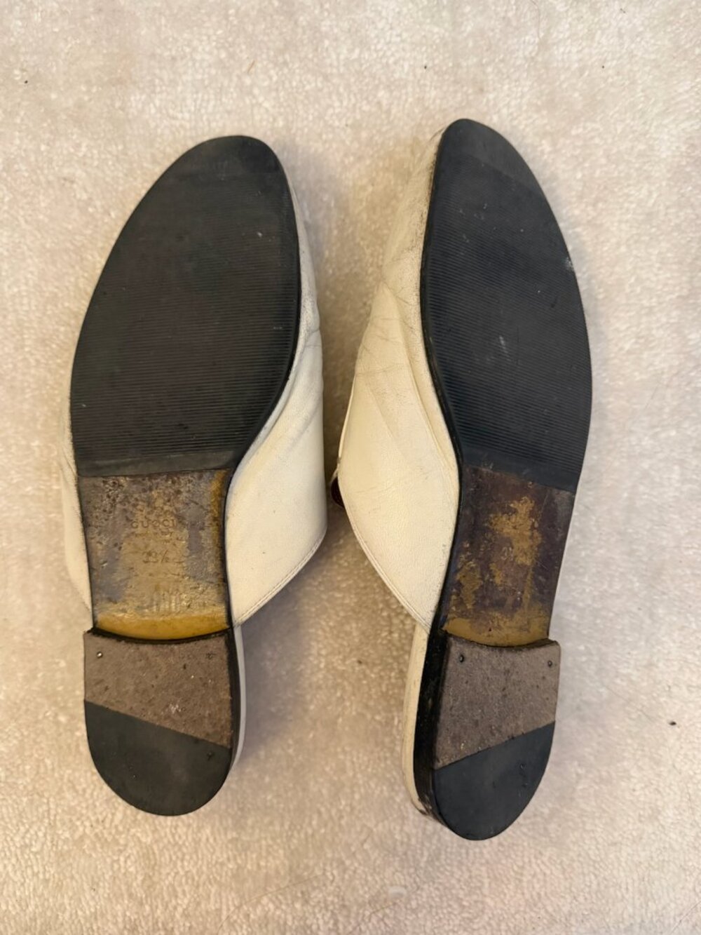 GUCCI Princetown White Leather Horsebit Mules Slides Size 39.5 AS IS - Picture 3 of 3